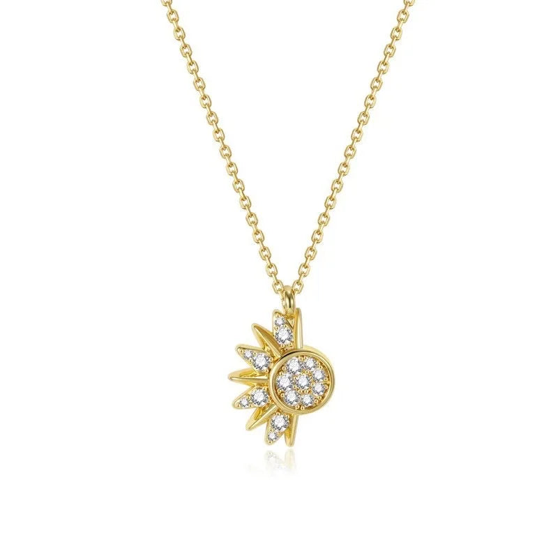 Vintage Sun and Moon Vintage Magnetic Zircon Pendant Necklace
