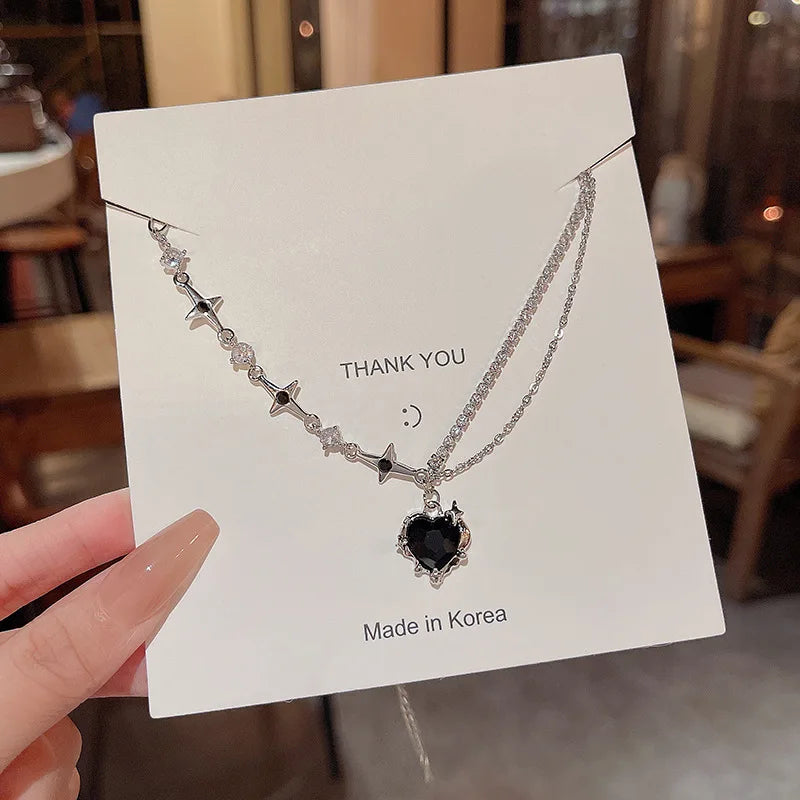Maleficent Heart Star Zircon Pendant Necklace