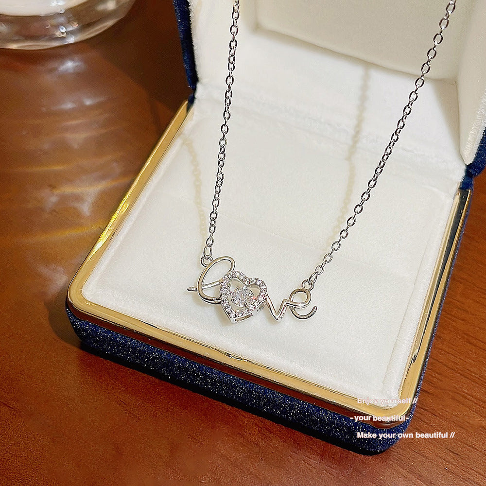 Love Silver Heart Zircon Pendant Necklace