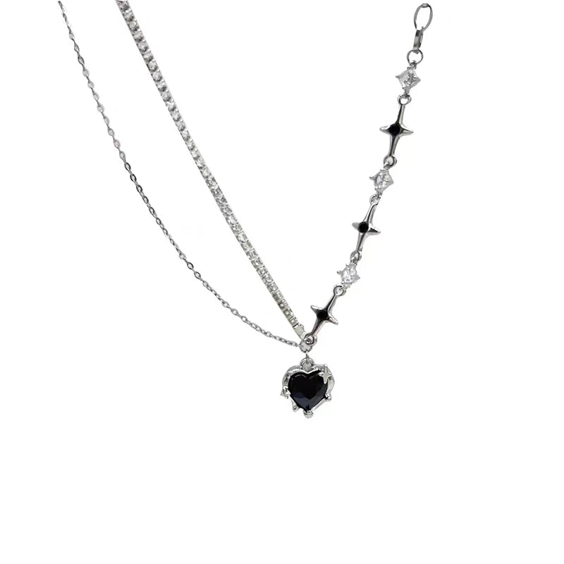 Maleficent Heart Star Zircon Pendant Necklace