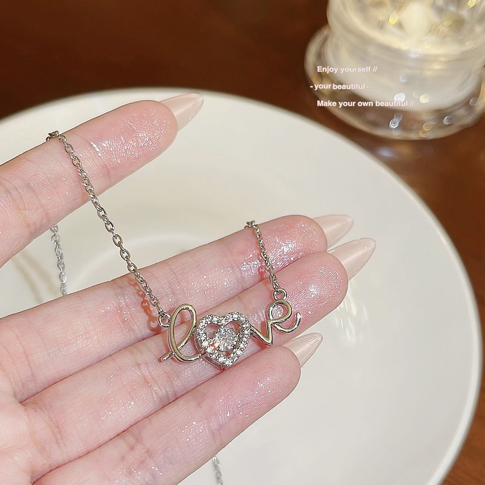 Love Silver Heart Zircon Pendant Necklace