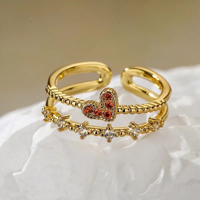 Red Zirconia Heart Ring
