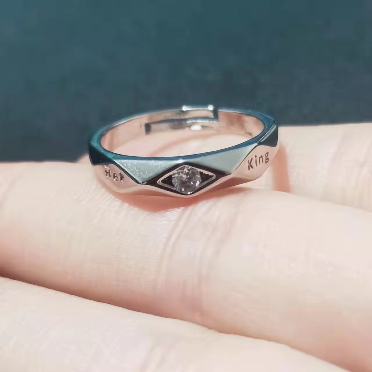 Diamond Engagement Couple Ring Lettering Her King His Queen