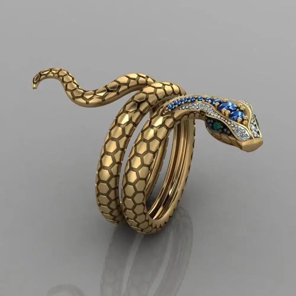 Mystic Cobra Snake With Sapphire Blue Zircon Vintage Ring