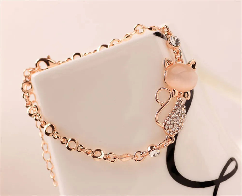 Cat Kitty Adjustable Zircon Bracelet