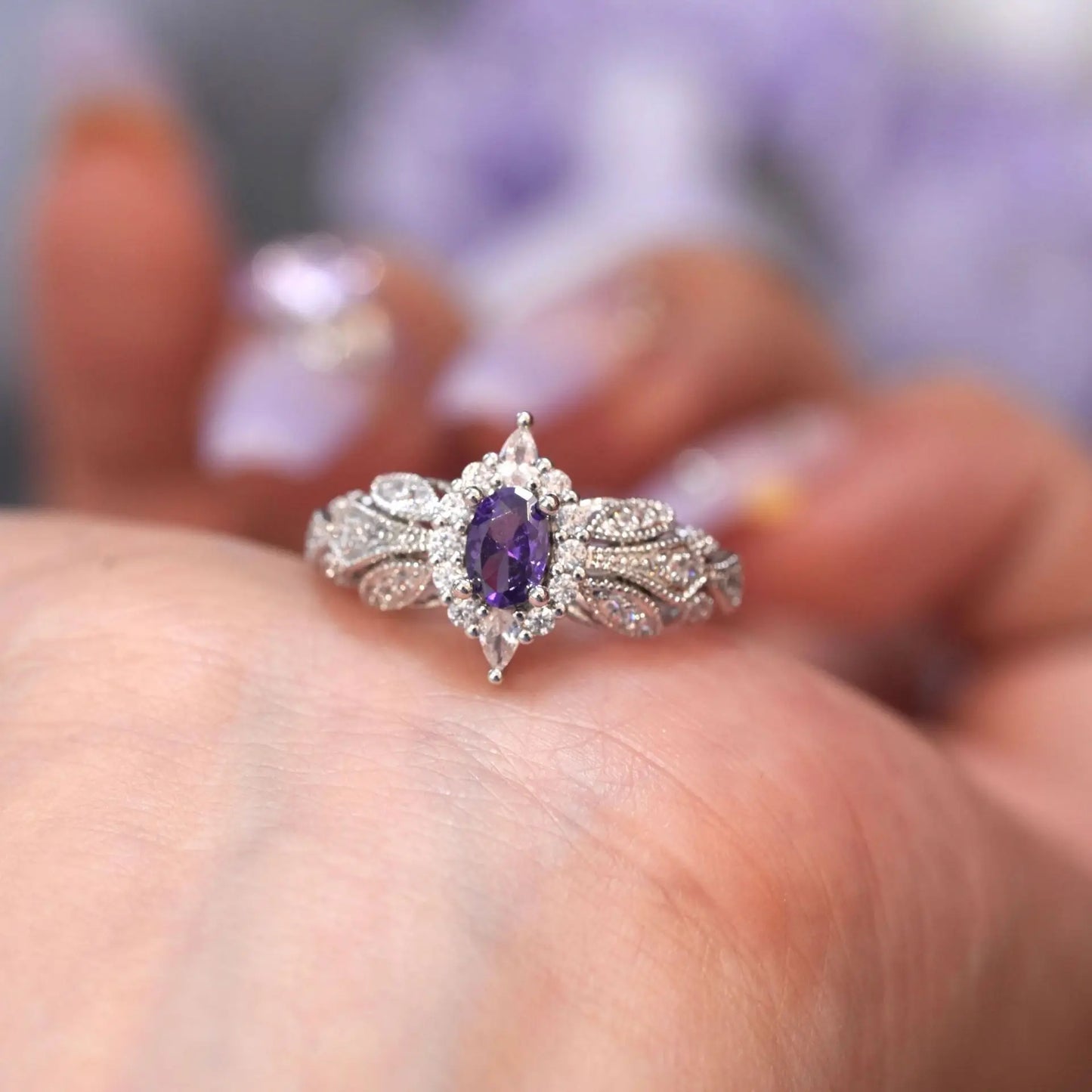 Athena Fairy Wings Purple Diamond Ring