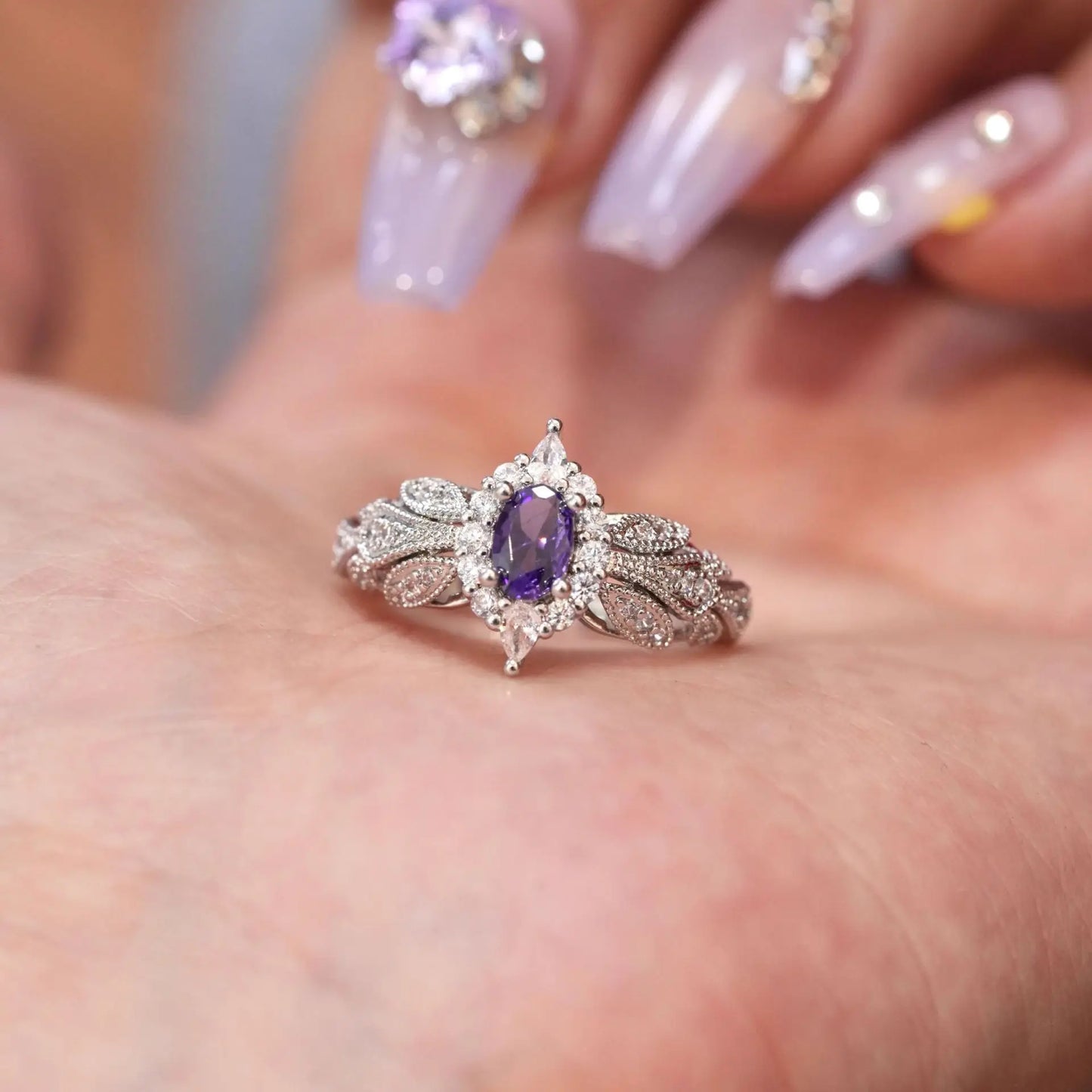 Athena Fairy Wings Purple Diamond Ring