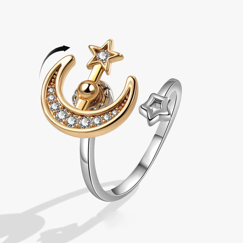 Moon Star Anti Anxiety Rotatable Ring