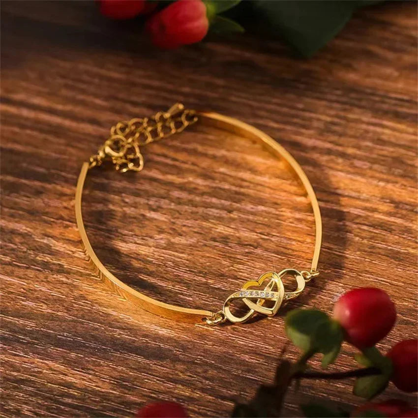 Infinite Love Heart Bow Knot Adjustable Zircon Bracelet