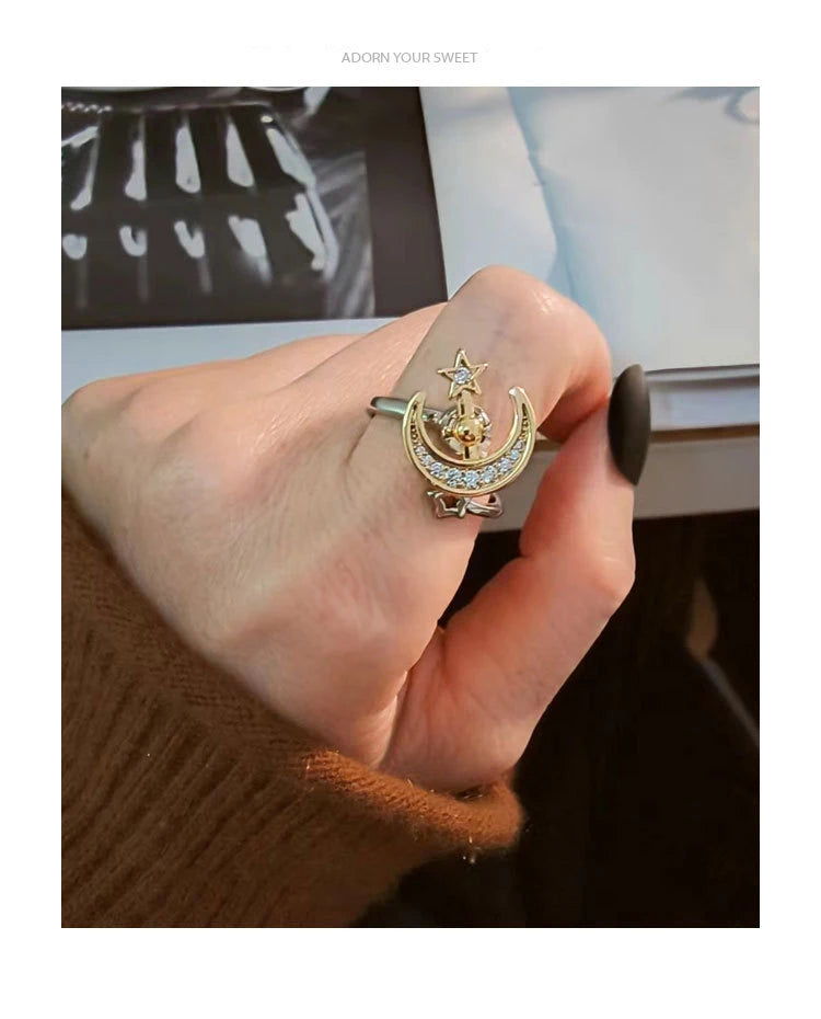 Moon Star Anti Anxiety Rotatable Ring