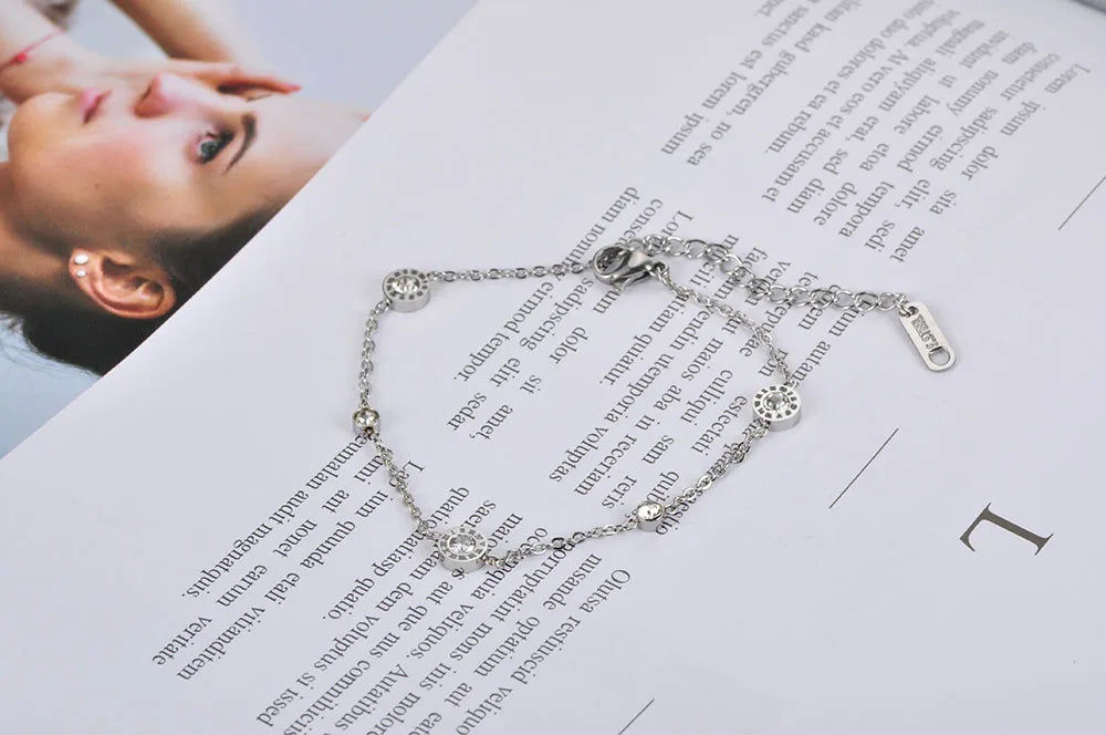 Roman Numerals Adjustable Zircon Bracelet