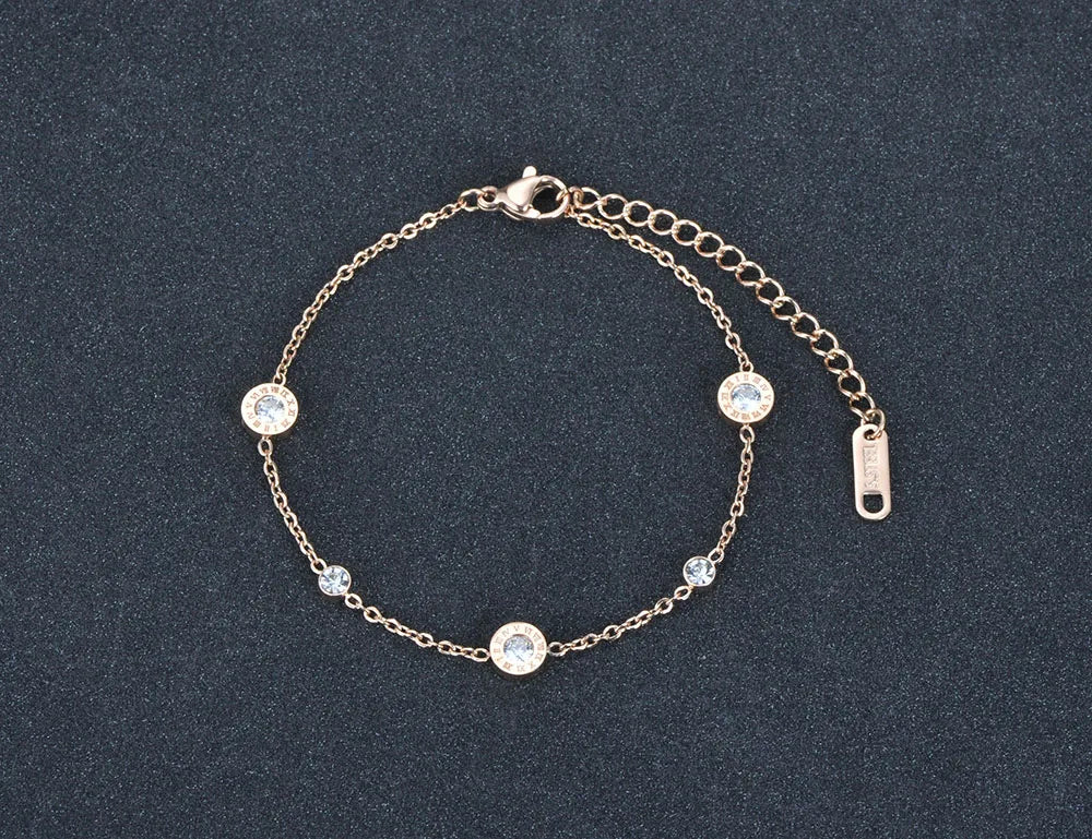 Roman Numerals Adjustable Zircon Bracelet