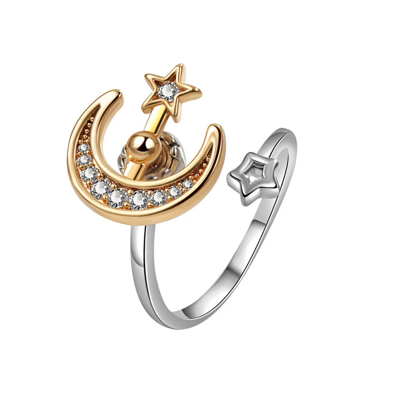 Moon Star Anti Anxiety Rotatable Ring