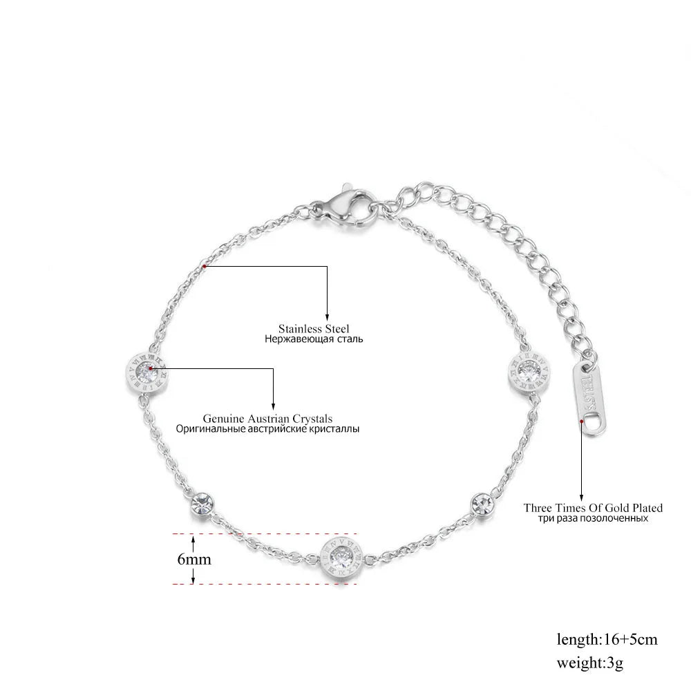 Roman Numerals Adjustable Zircon Bracelet