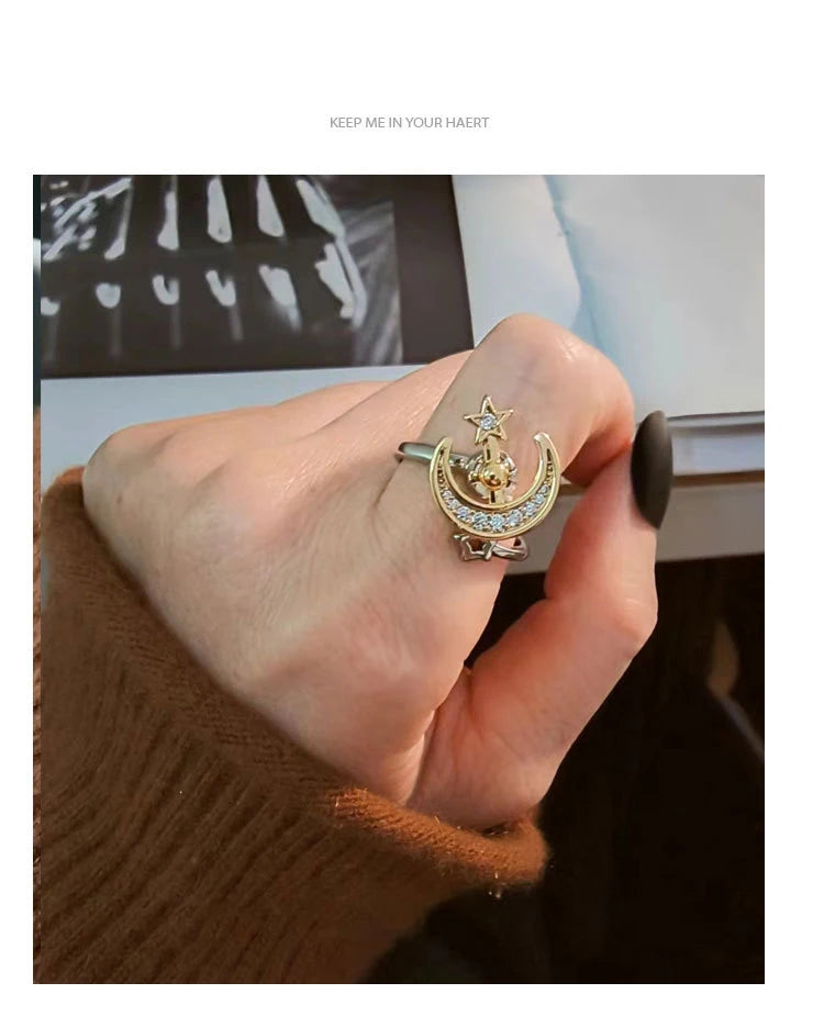 Moon Star Anti Anxiety Rotatable Ring