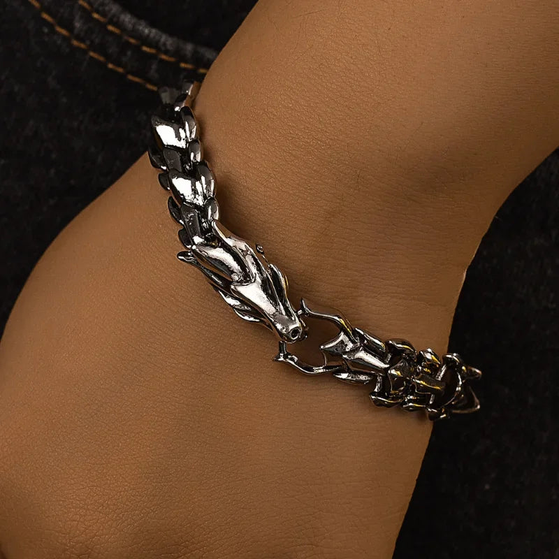 Dragon Head Dragon Scale Bracelet - Stainless Steel