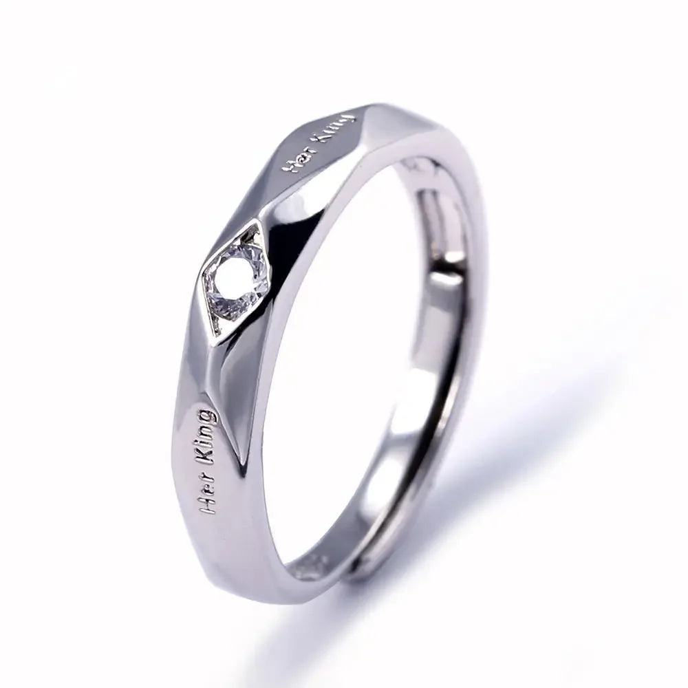 Diamond Engagement Couple Ring Lettering Her King His Queen