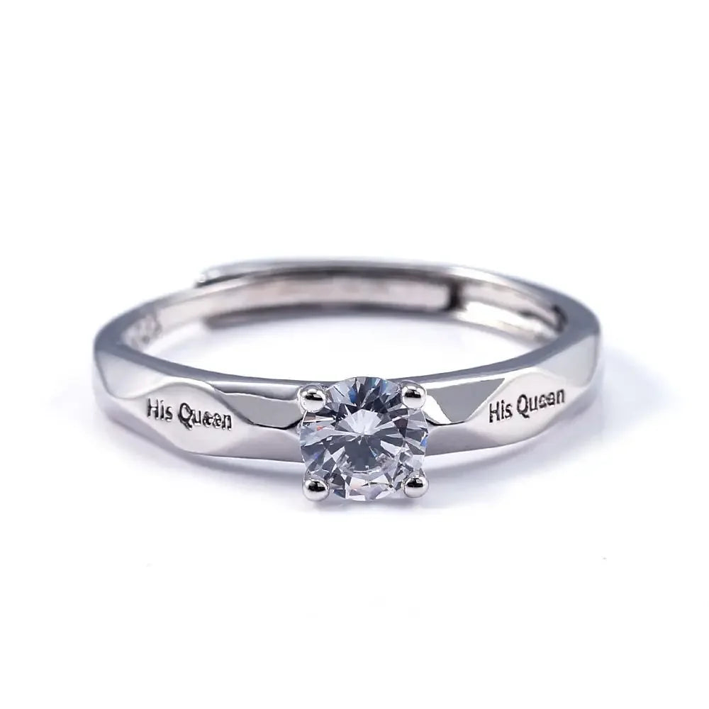 Diamond Engagement Couple Ring Lettering Her King His Queen