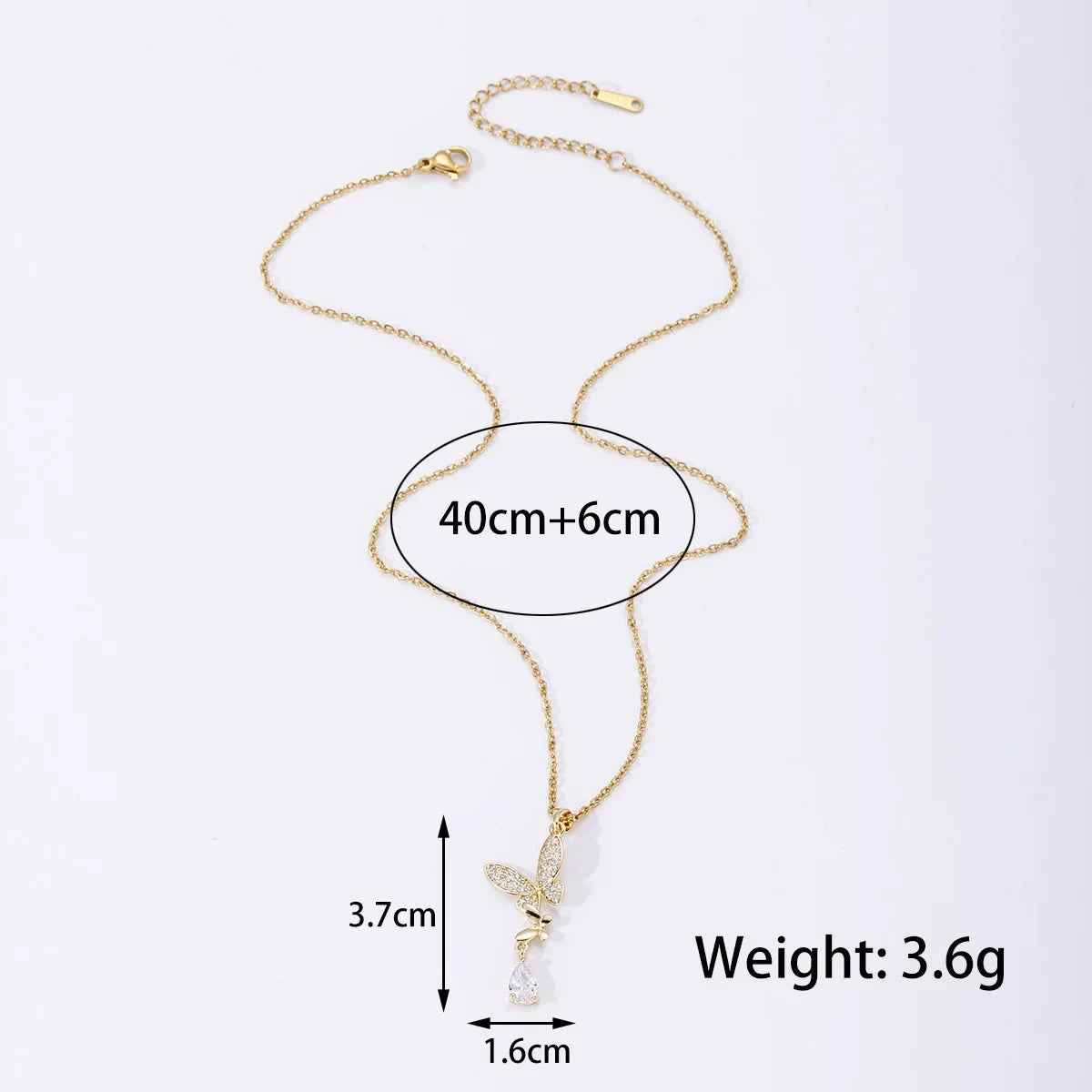 Clover Butterfly Zircon Pendant Necklace