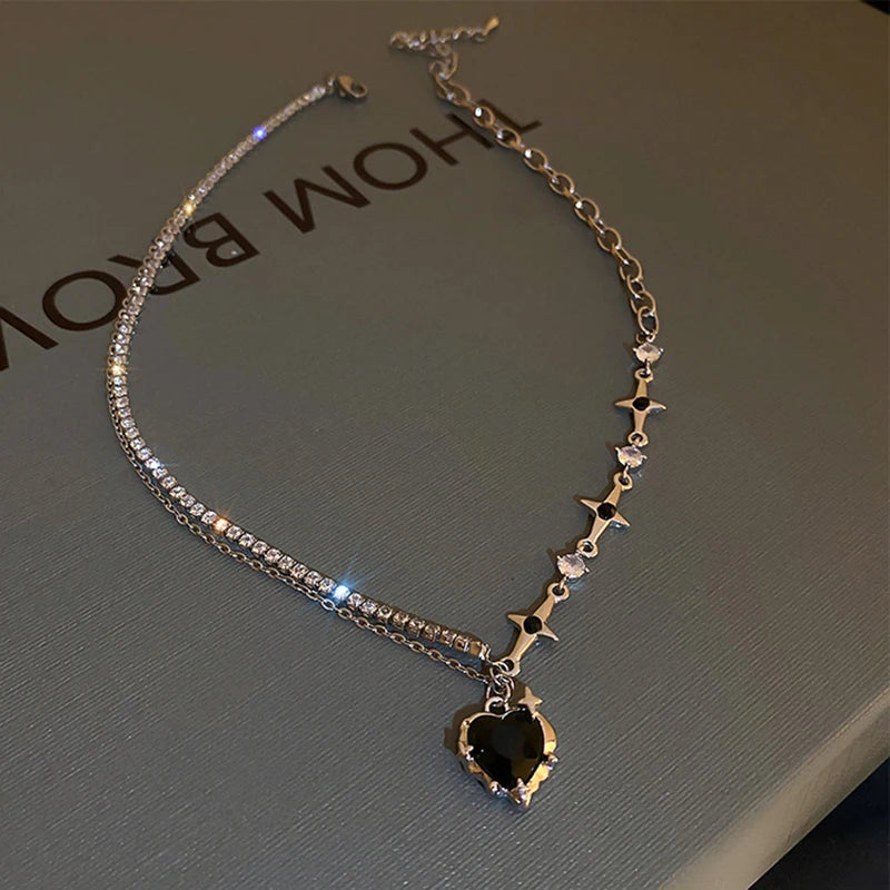 Maleficent Heart Star Zircon Pendant Necklace