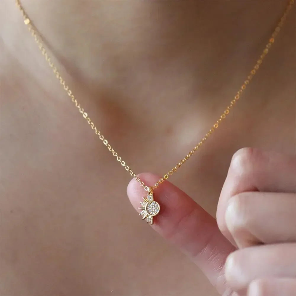 Vintage Sun and Moon Vintage Magnetic Zircon Pendant Necklace
