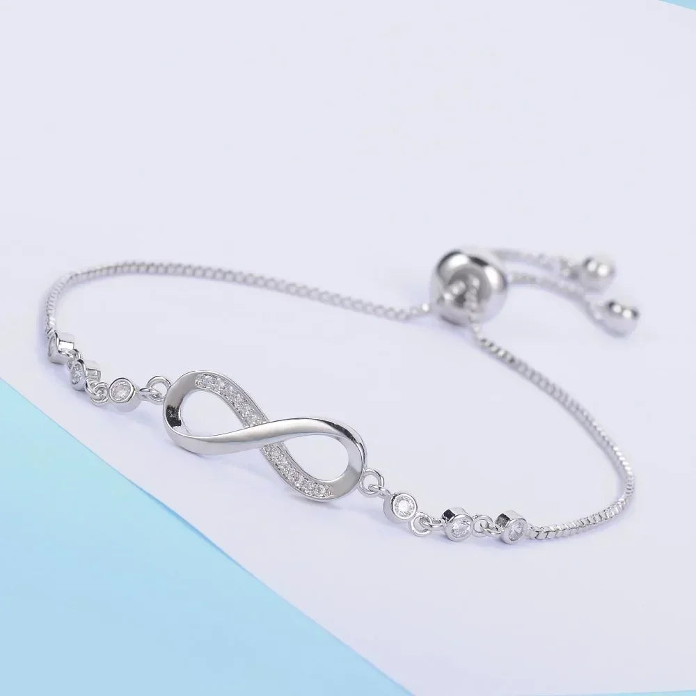 Infinite Love Bow Knot Adjustable Box Chain Zircon Bracelet