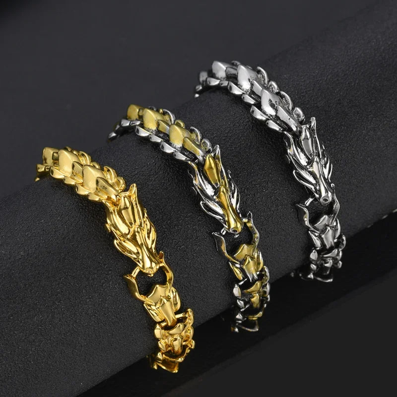 Dragon Head Dragon Scale Bracelet - Stainless Steel