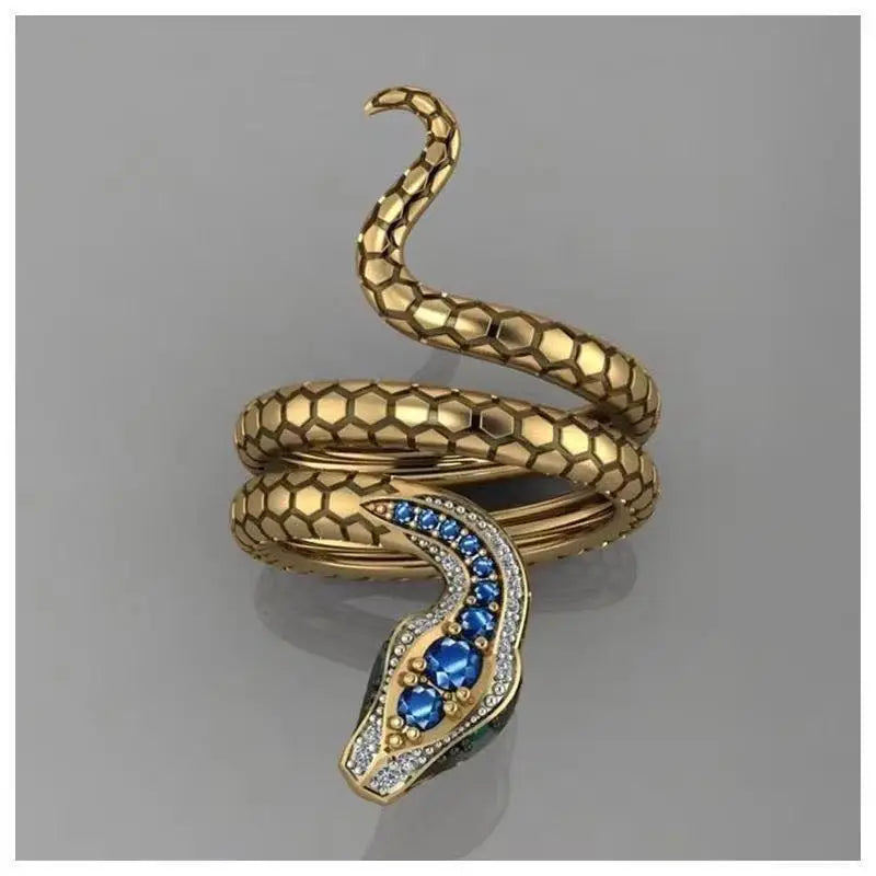 Mystic Cobra Snake With Sapphire Blue Zircon Vintage Ring