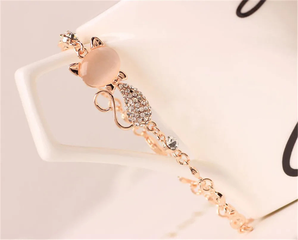 Cat Kitty Adjustable Zircon Bracelet
