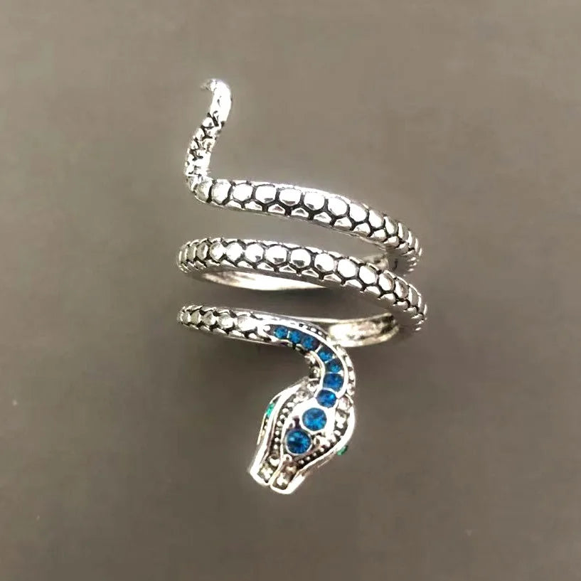 Mystic Cobra Snake With Sapphire Blue Zircon Vintage Ring