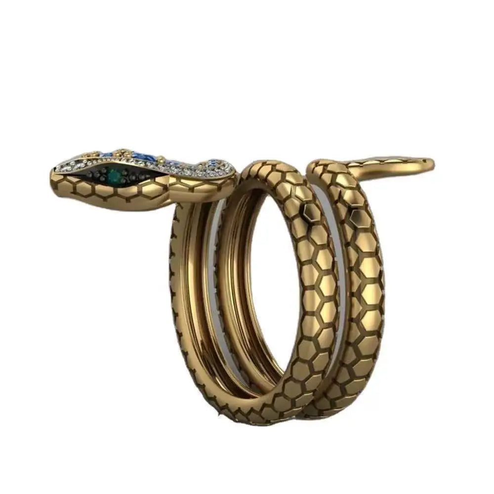 Mystic Cobra Snake With Sapphire Blue Zircon Vintage Ring