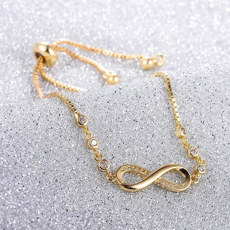 Infinite Love Bow Knot Adjustable Box Chain Zircon Bracelet