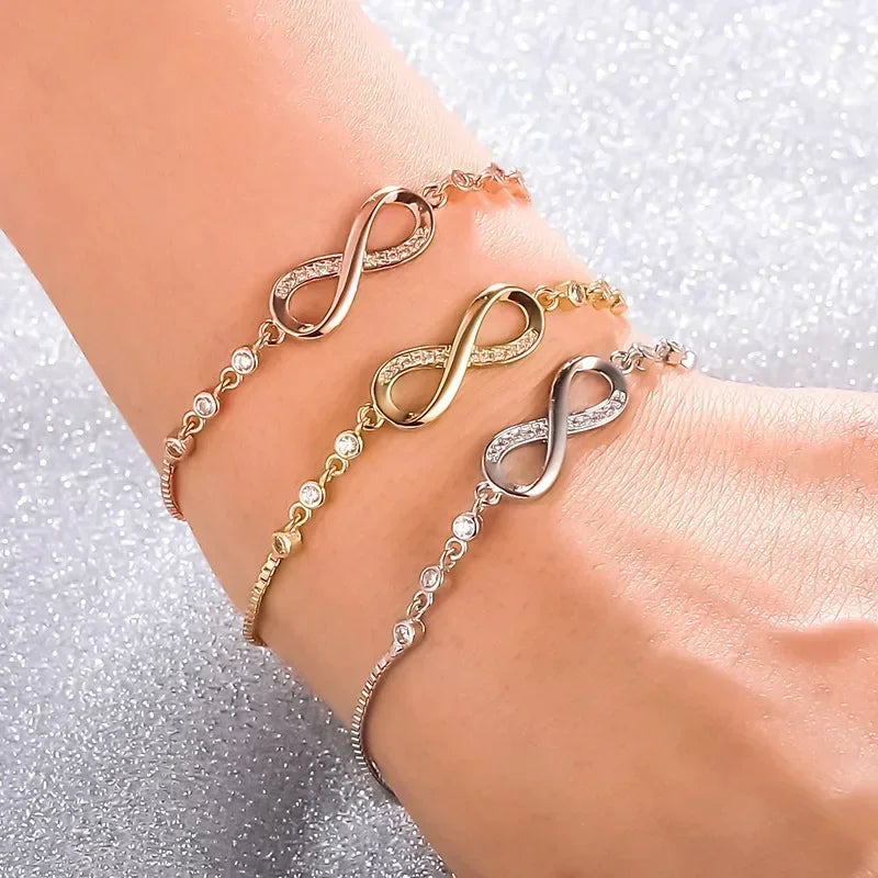 Infinite Love Bow Knot Adjustable Box Chain Zircon Bracelet