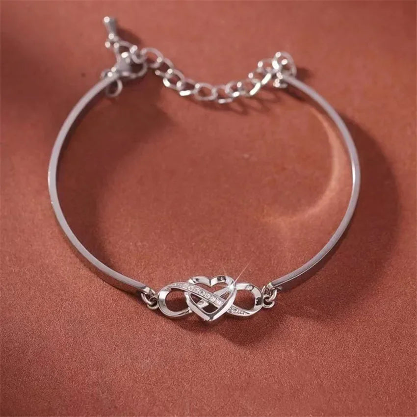 Infinite Love Heart Bow Knot Adjustable Zircon Bracelet