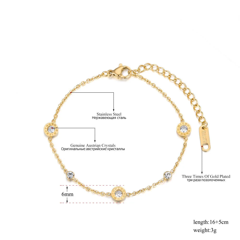 Roman Numerals Adjustable Zircon Bracelet