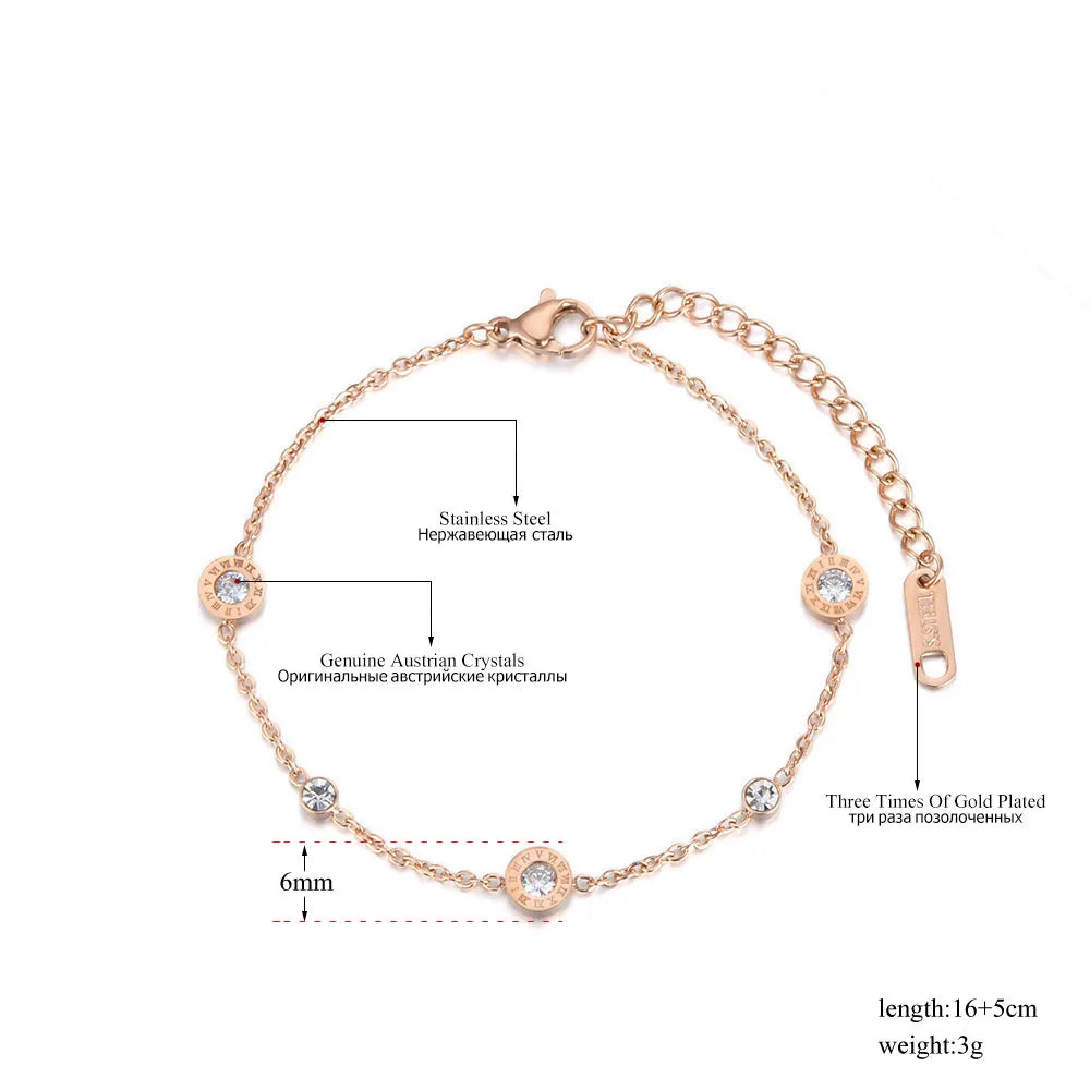 Roman Numerals Adjustable Zircon Bracelet