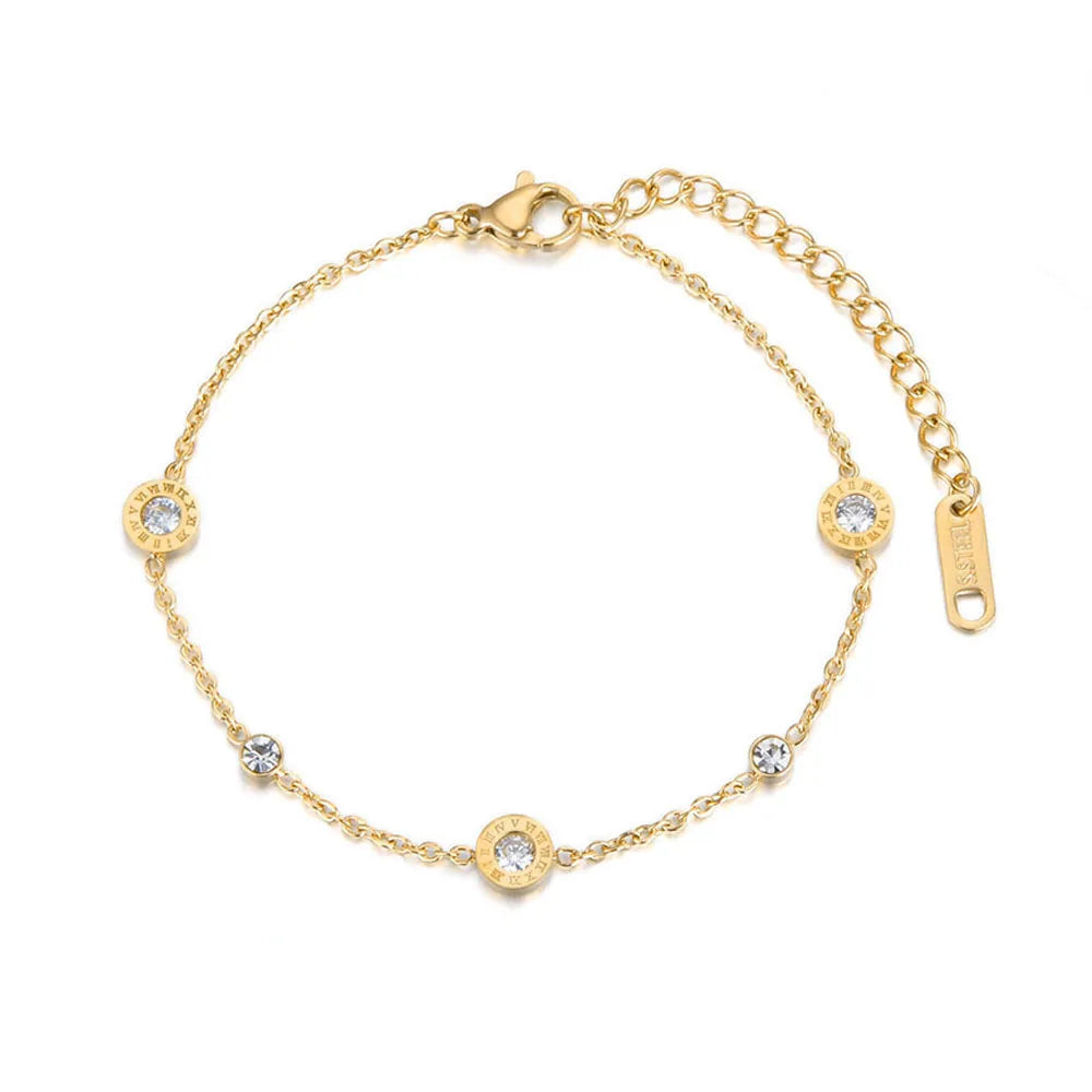 Roman Numerals Adjustable Zircon Bracelet