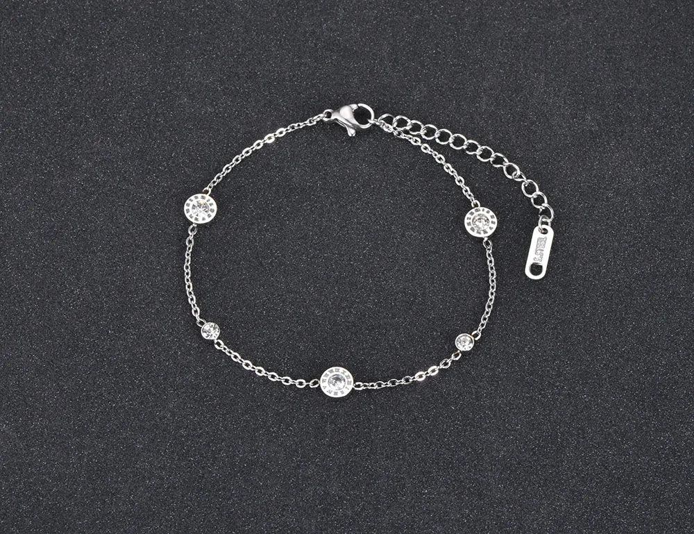 Roman Numerals Adjustable Zircon Bracelet
