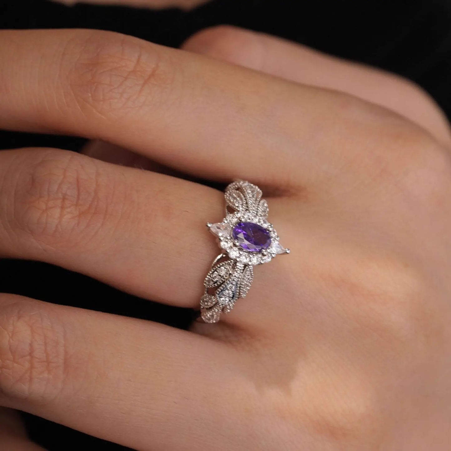 Athena Fairy Wings Purple Diamond Ring