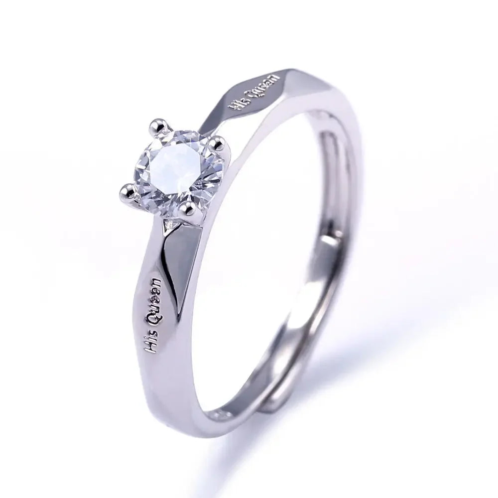 Diamond Engagement Couple Ring Lettering Her King His Queen