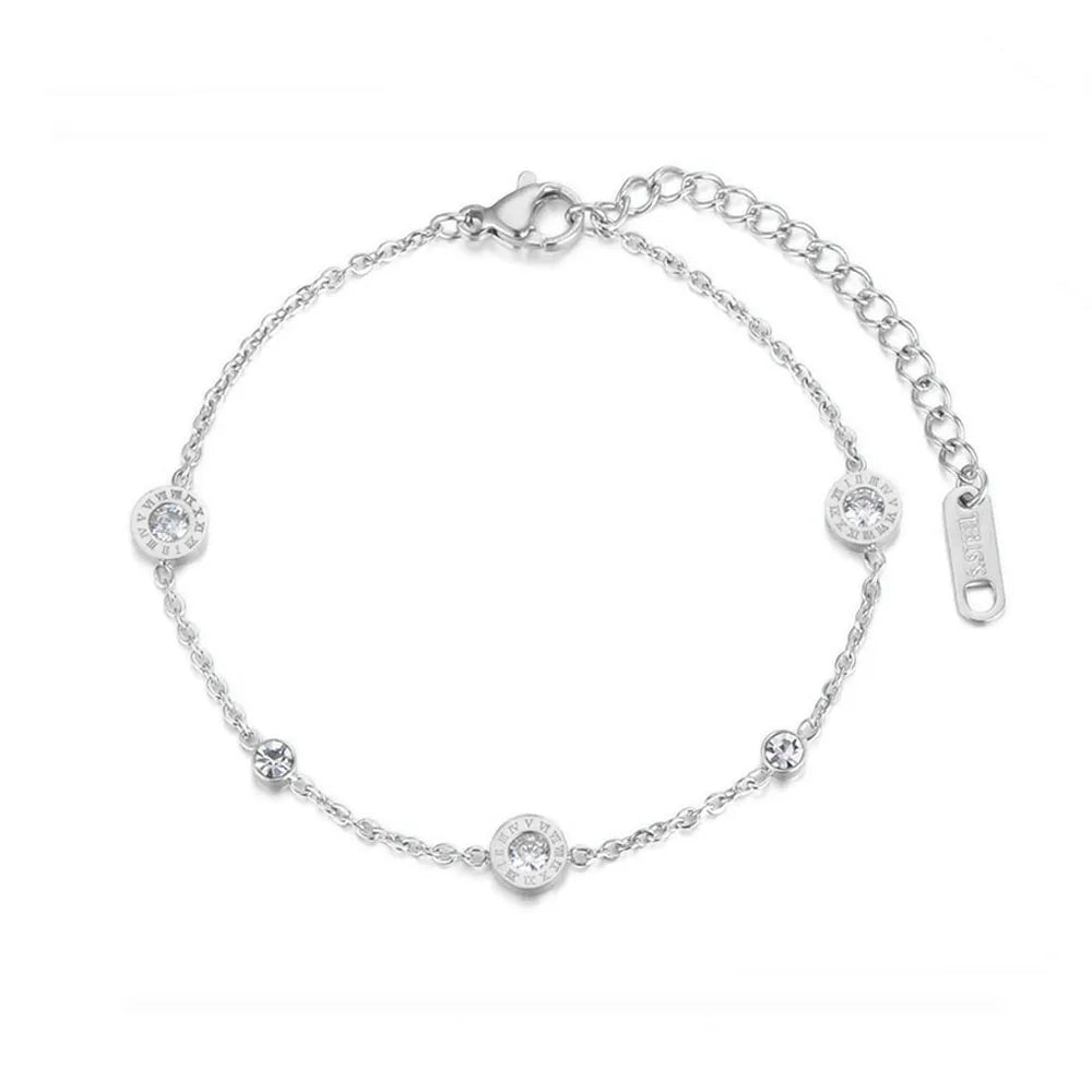 Roman Numerals Adjustable Zircon Bracelet