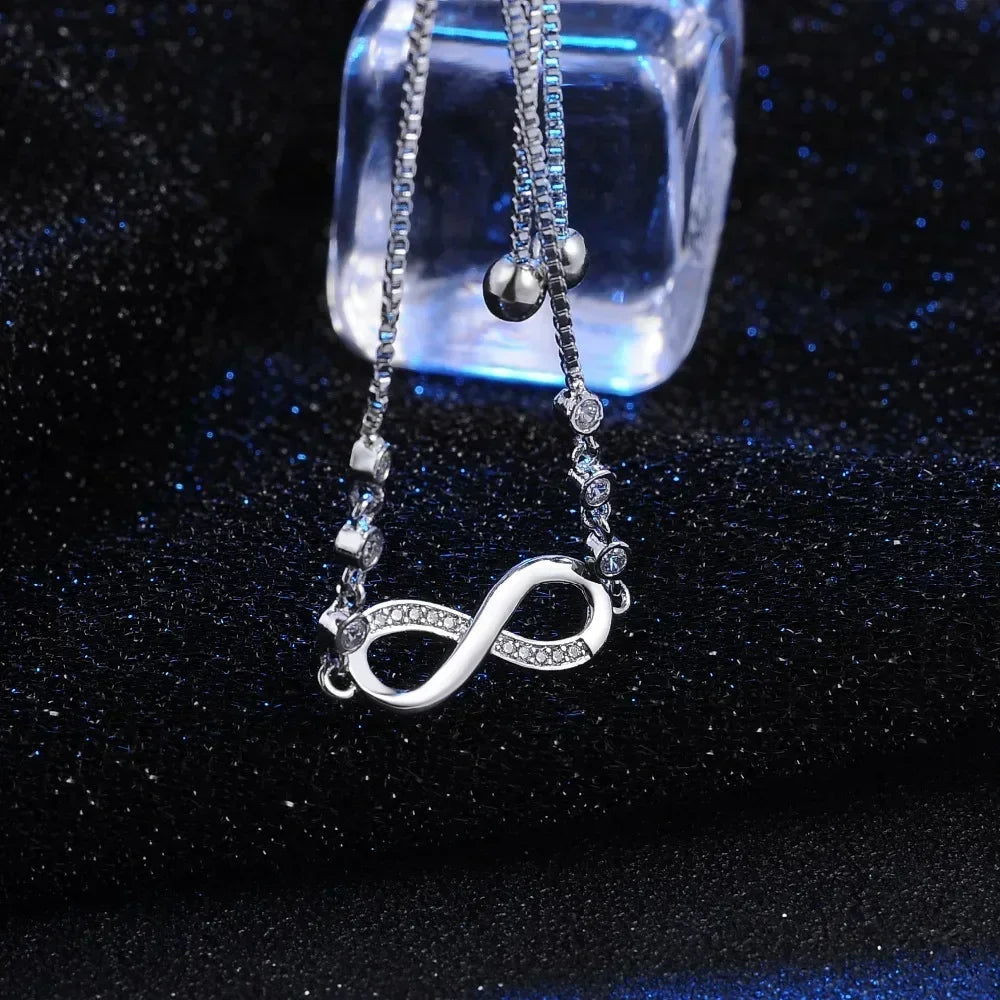 Infinite Love Bow Knot Adjustable Box Chain Zircon Bracelet
