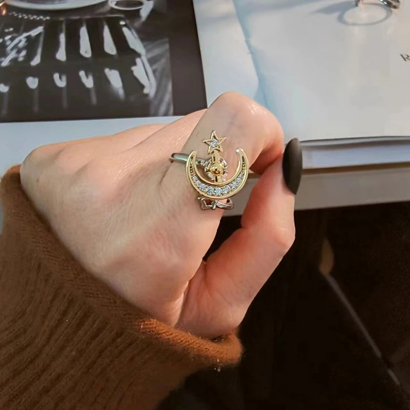 Moon Star Anti Anxiety Rotatable Ring