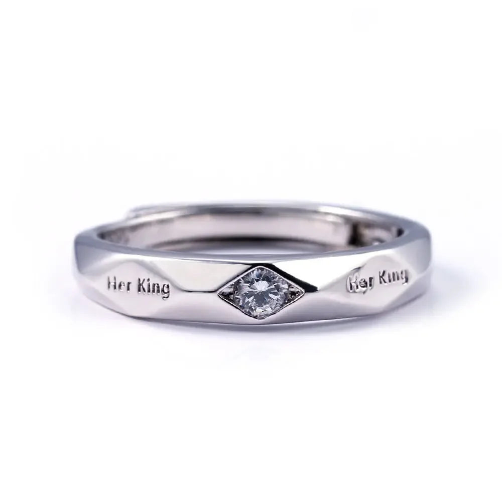 Diamond Engagement Couple Ring Lettering Her King His Queen