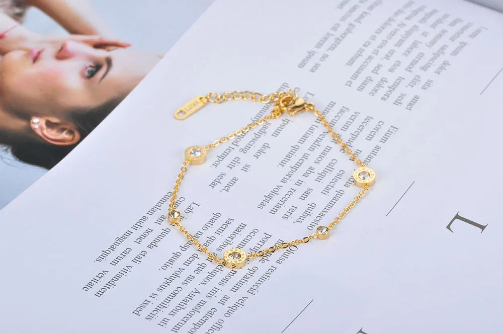 Roman Numerals Adjustable Zircon Bracelet