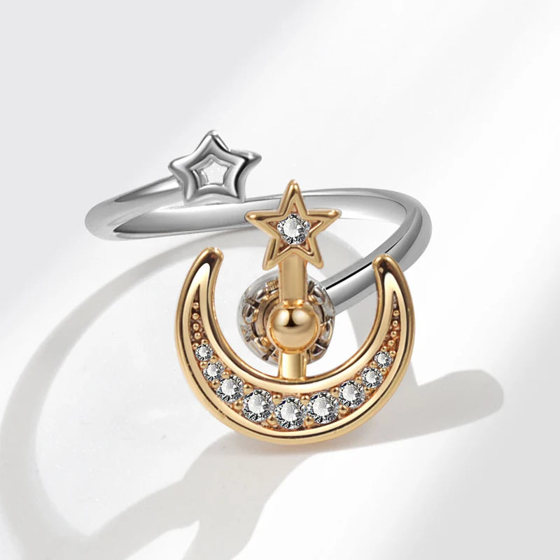 Moon Star Anti Anxiety Rotatable Ring