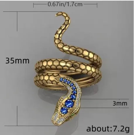 Mystic Cobra Snake With Sapphire Blue Zircon Vintage Ring