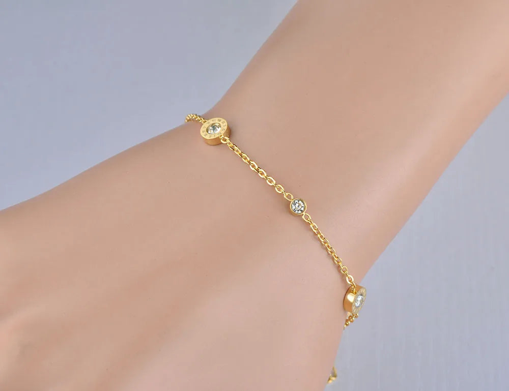 Roman Numerals Adjustable Zircon Bracelet