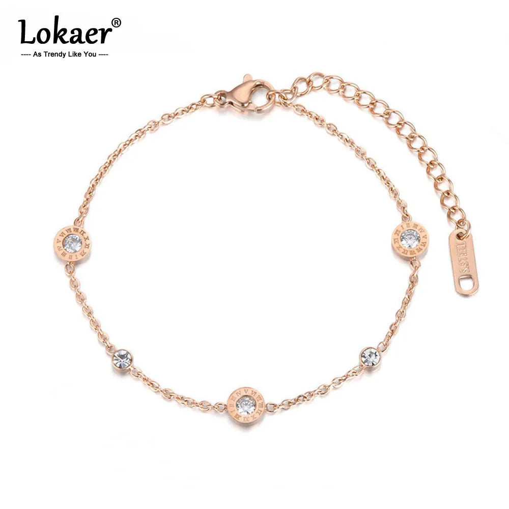 Roman Numerals Adjustable Zircon Bracelet