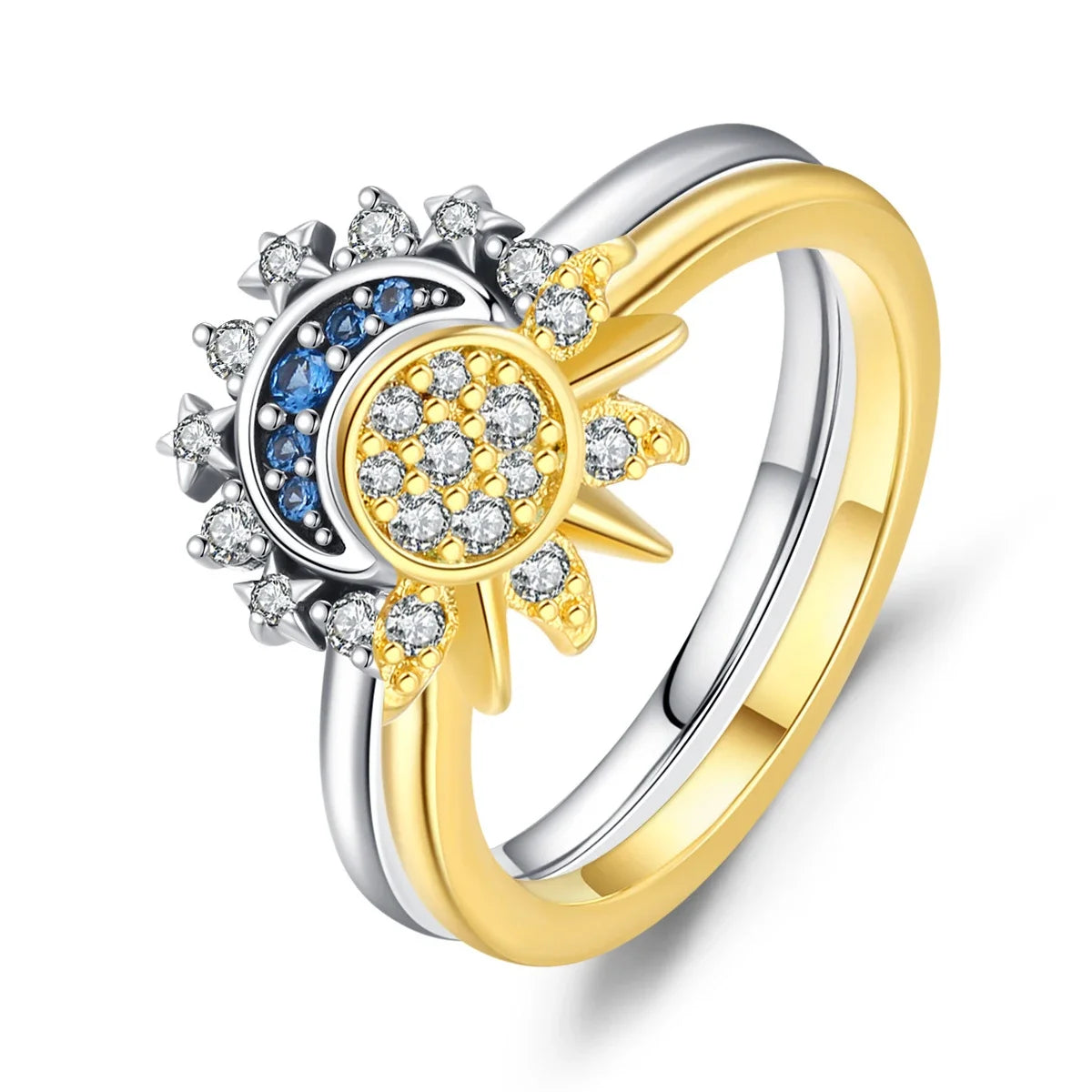Sun Moon Double Ring - Adjustable